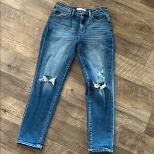 KanCan Distressed Straight Leg Jeans in Blue